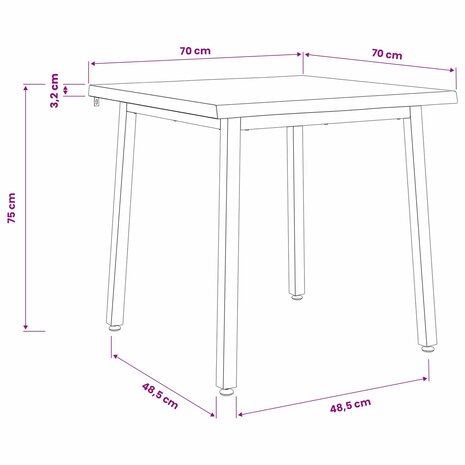 Vierkante Eettafel 70 x 70 x 75 cm Massief Acaciahout 8