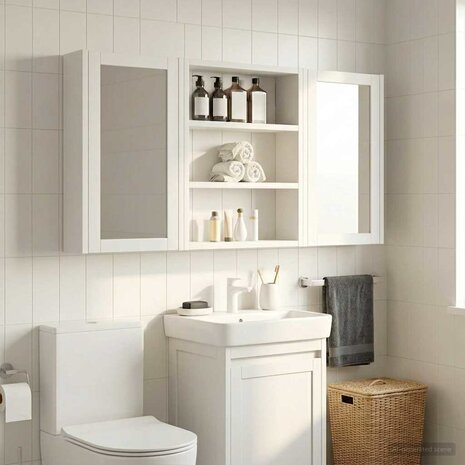 Badkamerwandkast Wit 40 x 10 x 50 cm Geconstrueerd hout 4