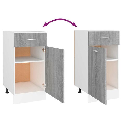 Onderkast met lade Lyon 40x46x81,5 cm bewerkt hout grijs sonoma 7