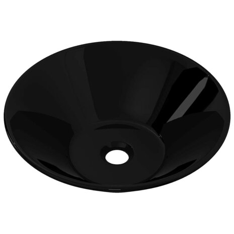 Wasbak, keramiek, rond, zwart 2