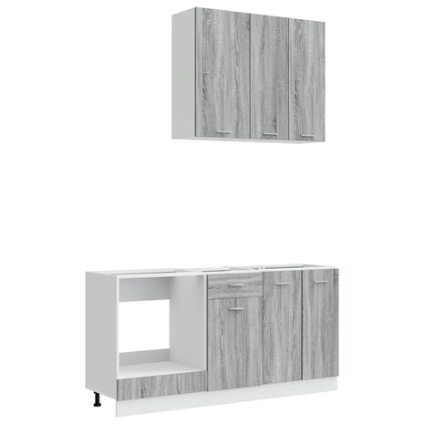 Keukenblok LYON 5 st Grijs Sonoma Bewerkt hout 2