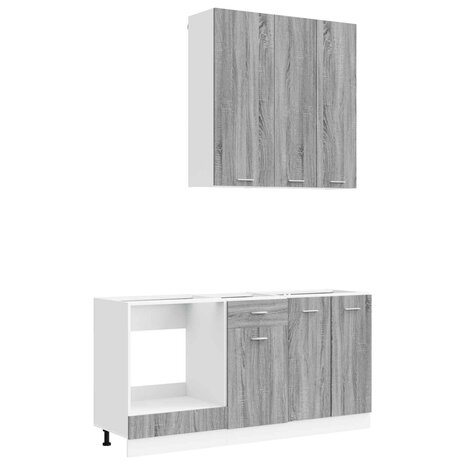 Keukenblok LYON 5 st Grijs Sonoma Bewerkt hout 2