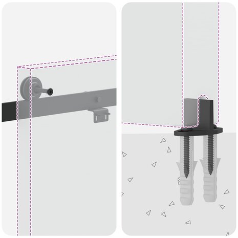 Schuifdeurbeslagset 200 cm Staal Zwart 6