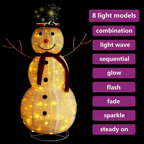 Decoratieve sneeuwpop LED 120 cm luxe stof 7