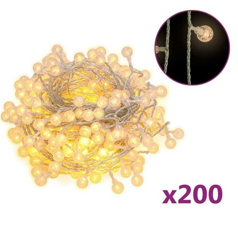 Lichtsnoer met 200 LED's 8 functies warmwit 20 m 2