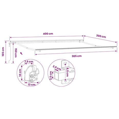 Luifel Frame 4x3 m Automatische Terugrol Aluminium 8
