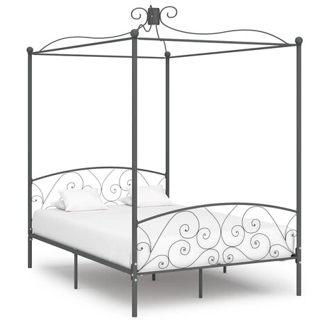 Hemelbedframe metaal grijs 120x200 cm 1