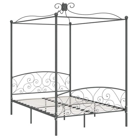 Hemelbedframe metaal grijs 120x200 cm 2