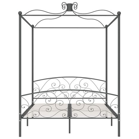 Hemelbedframe metaal grijs 160x200 cm 3