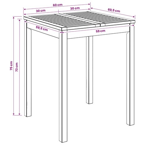 Tuintafel Witgewassen 60 x 60,5 x 75 cm 7