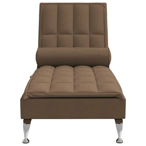 Massage chaise longue met bolster stof bruin 4