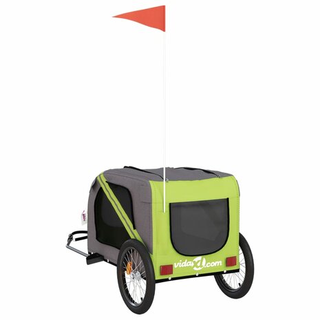 Hondenfietstrailer oxford stof en ijzer groen en grijs 6