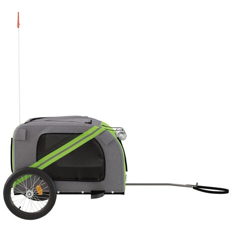 Hondenfietstrailer oxford stof en ijzer groen en grijs 7