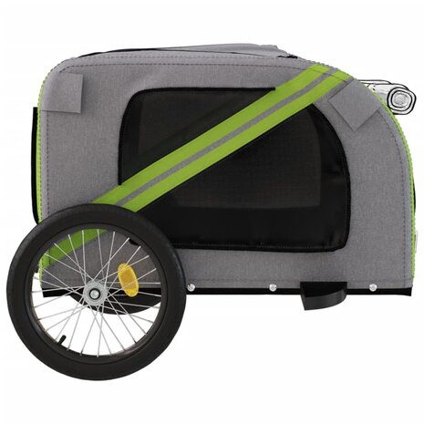 Hondenfietstrailer oxford stof en ijzer groen en grijs 8