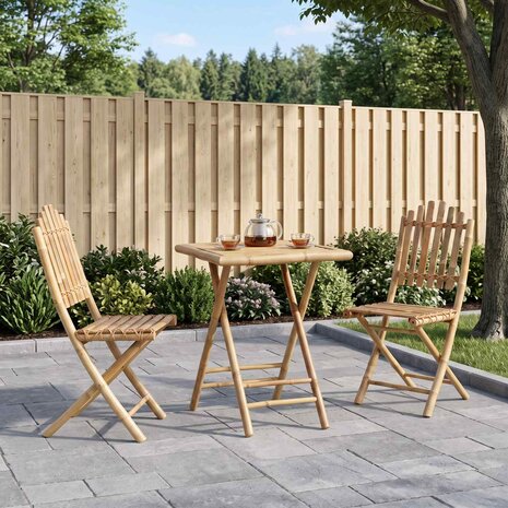Vouwbare tuin eetset 3 st Naturel Bamboe 1