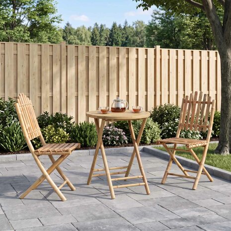 Vouwbare tuin eetset 3 st Naturel Bamboe 1
