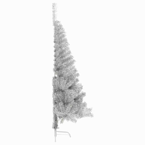 Kunstkerstboom half met standaard 120 cm PET zilverkleurig 5