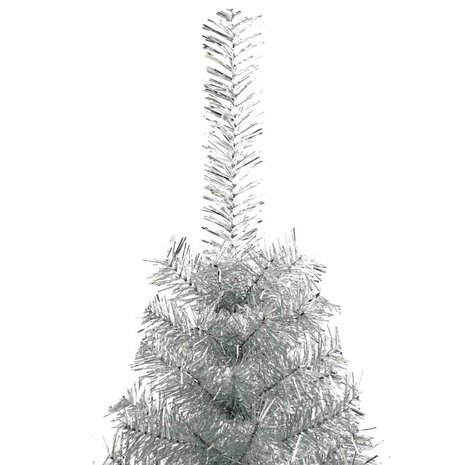 Kunstkerstboom half met standaard 120 cm PET zilverkleurig 6