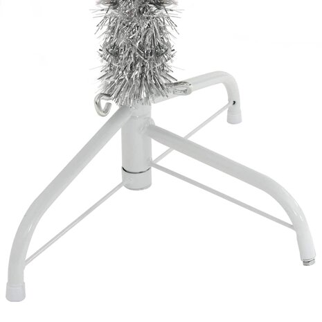Kunstkerstboom half met standaard 120 cm PET zilverkleurig 8