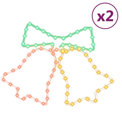 Kerstfiguren klokken met 72 LED's 2 st 50x56 cm 2