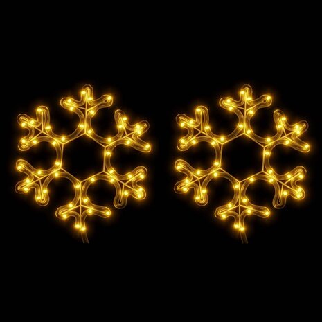 Kerstfiguur sneeuwvlok met LED's 2 st 27x27 cm warmwit 2