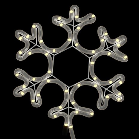 Kerstfiguur sneeuwvlok met LED's 2 st 27x27 cm warmwit 4