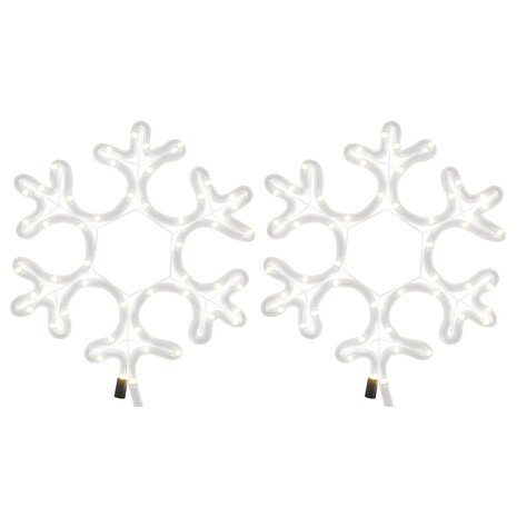 Kerstfiguur sneeuwvlok met LED's 2 st 27x27 cm warmwit 5