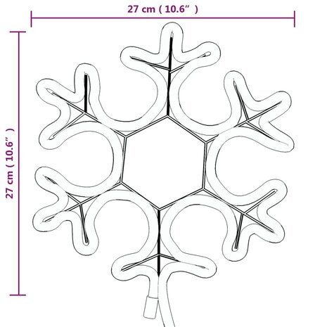 Kerstfiguur sneeuwvlok met LED's 2 st 27x27 cm warmwit 7
