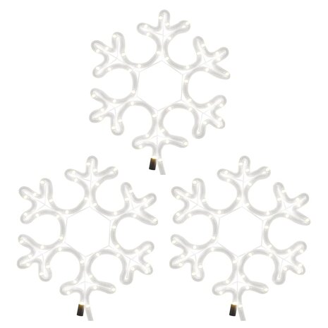 Kerstfiguur sneeuwvlok met LED's 3 st 27x27 cm warmwit 5