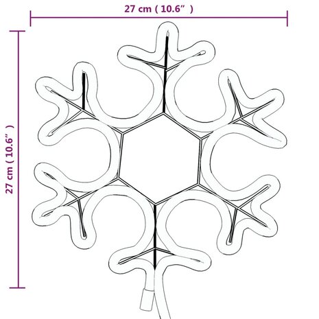 Kerstfiguur sneeuwvlok met LED's 3 st 27x27 cm warmwit 7