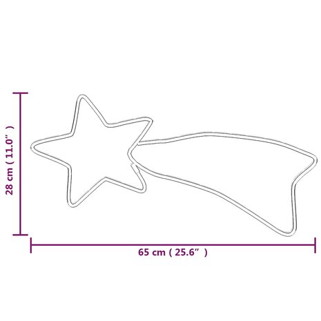 Kerstfiguur Ster met 48 warmwitte LED's 65x28 cm 6