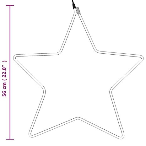 Kerstfiguur ster met 48 warmwitte LED's 56 cm 6