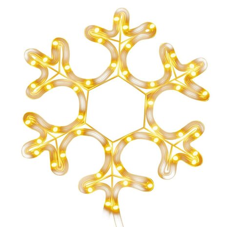 Kerstfiguur sneeuwvlok met 48 warmwitte LED's 27x27 cm 2