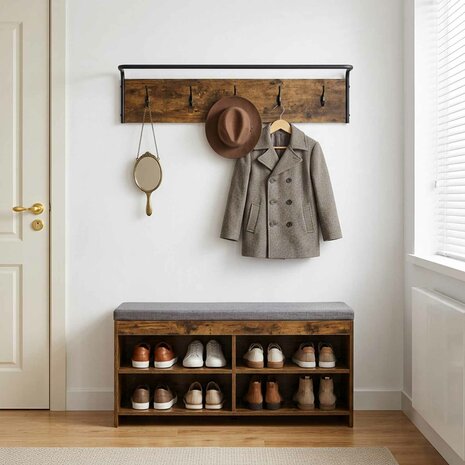 Kapstok Gerookt eiken 100 x 30 x 25 cm Bewerkt hout 1