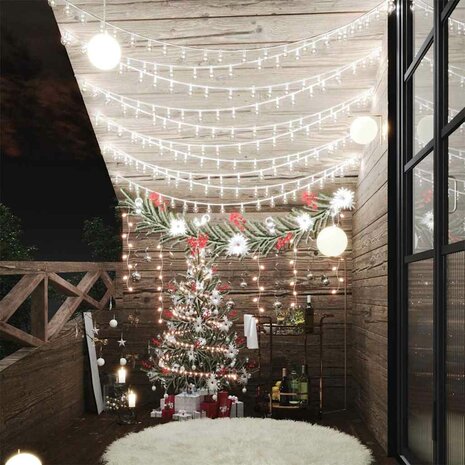 Lichtsnoer met 200 LED's 8 functies koudwit 20 m 1