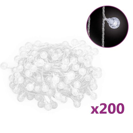 Lichtsnoer met 200 LED's 8 functies koudwit 20 m 2