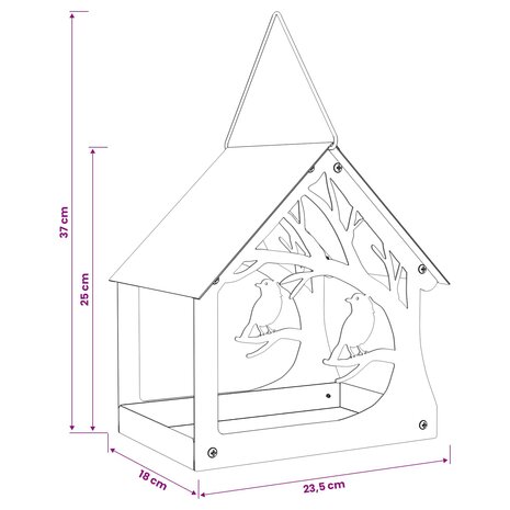 Hangend vogelvoederhuisje Staal Antraciet 6