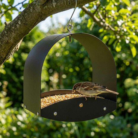 Hangend vogelvoederhuisje Staal Zwart 1
