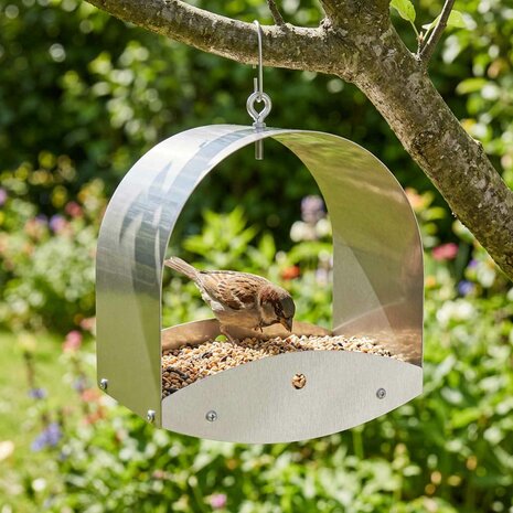 Hangend vogelvoederhuisje Roestvrij staal zilver 1