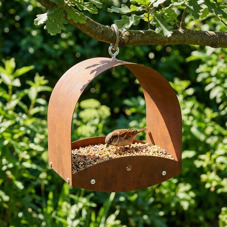Hangend vogelvoederhuisje weervast staal Roestkleurig 1