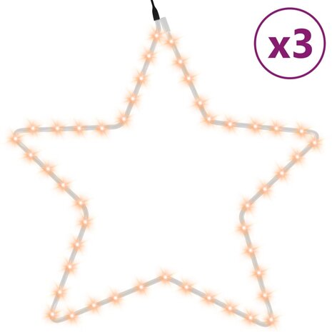 Kerstfiguren sterren met 48 LED's 3 st 56 cm warmwit 2