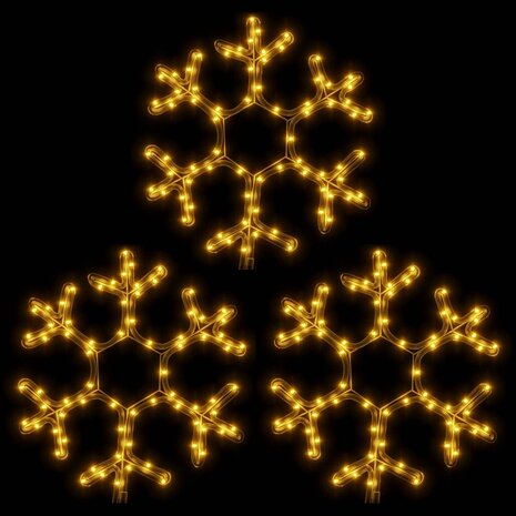 Kerstfiguur sneeuwvlok met LED's 3 st 38x37 cm warmwit 2