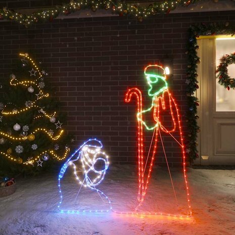 Kerstfiguren Jozef en Maria met 264 LED's 40x55 en 38x100 cm 1