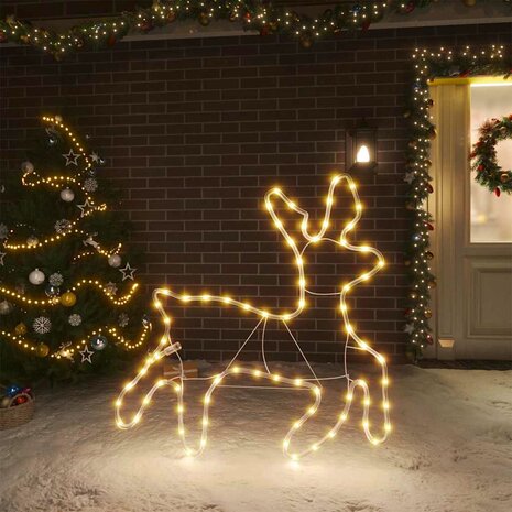 Kerstfiguur rendier met 72 warmwitte LED's 57x55x4,5 cm 1
