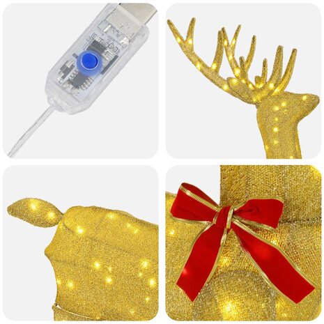 3D Kerst Rendier LOVIISA 140 LED's Warmwit 70 x 26 x 128 cm 5