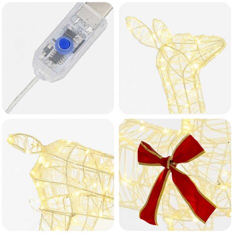 3D Kerst Rendier LOVIISA 110 LED's Warmwit 70 x 26 x 100 cm 5