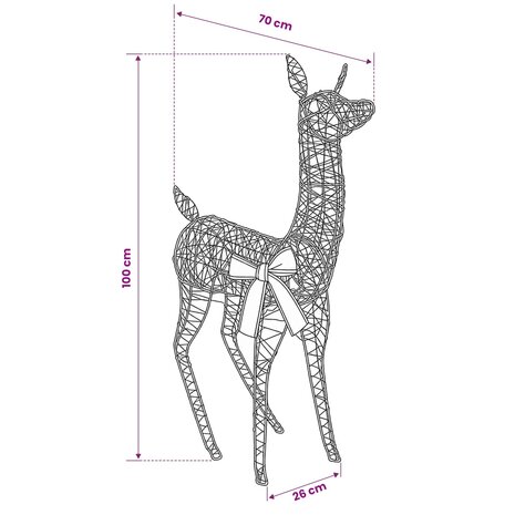 3D Kerst Rendier LOVIISA 110 LED's Warmwit 70 x 26 x 100 cm 6