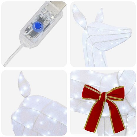 3D Kerst Rendier LOVIISA 110 LED's Koel wit 70 x 26 x 100 cm 5