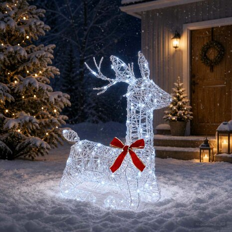 3D Kerst Rendier LOVIISA 140 LED's Koel wit 55 x 22 x 63 cm 3