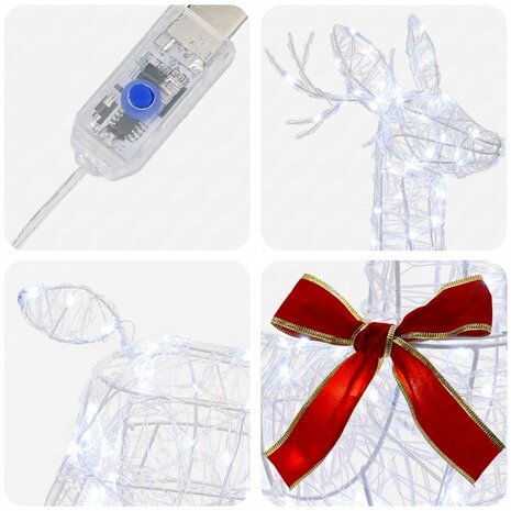 3D Kerst Rendier LOVIISA 140 LED's Koel wit 55 x 22 x 63 cm 5